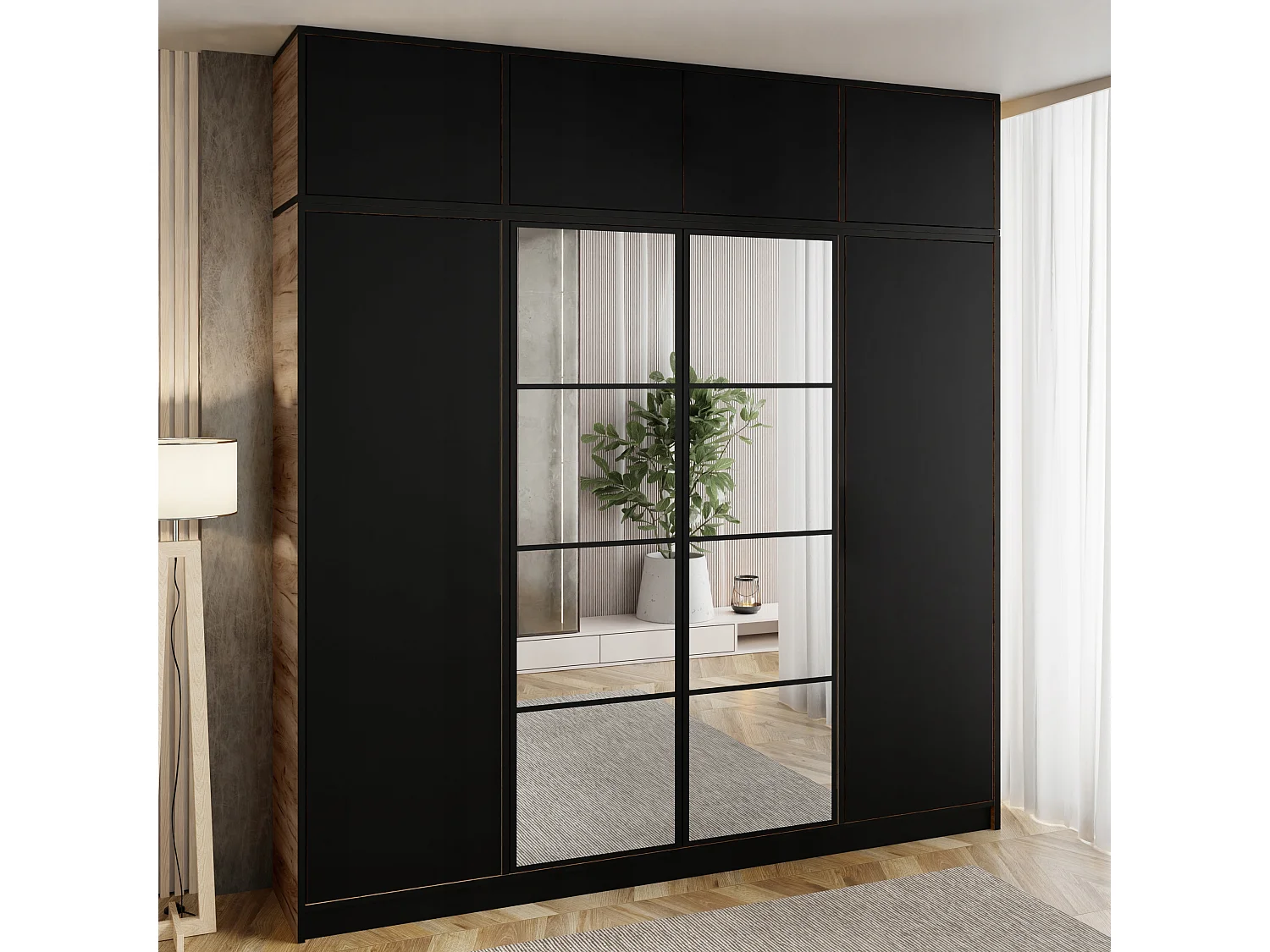 Garderoba z nadstawką EDEN 4D Dąb Craft Złoty + Czarny Wzór 4 4880767