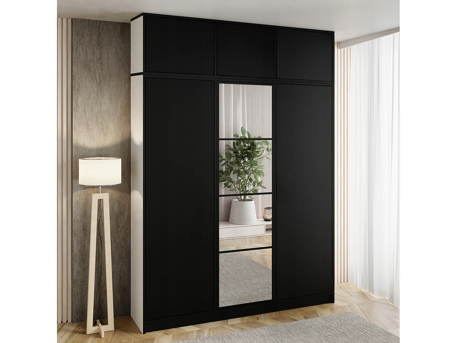 Garderoba z nadstawką EDEN 3D Biały + Czarny Wzór 4 4880832