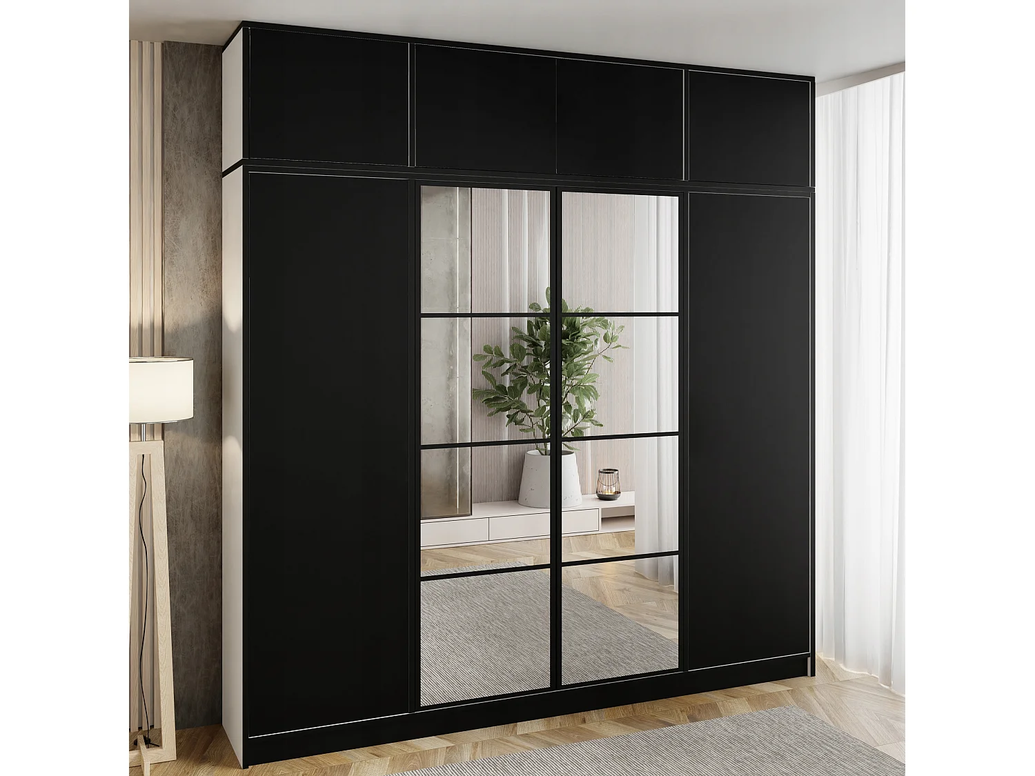 Garderoba z nadstawką EDEN 4D Biały + Czarny Wzór 4 4881091