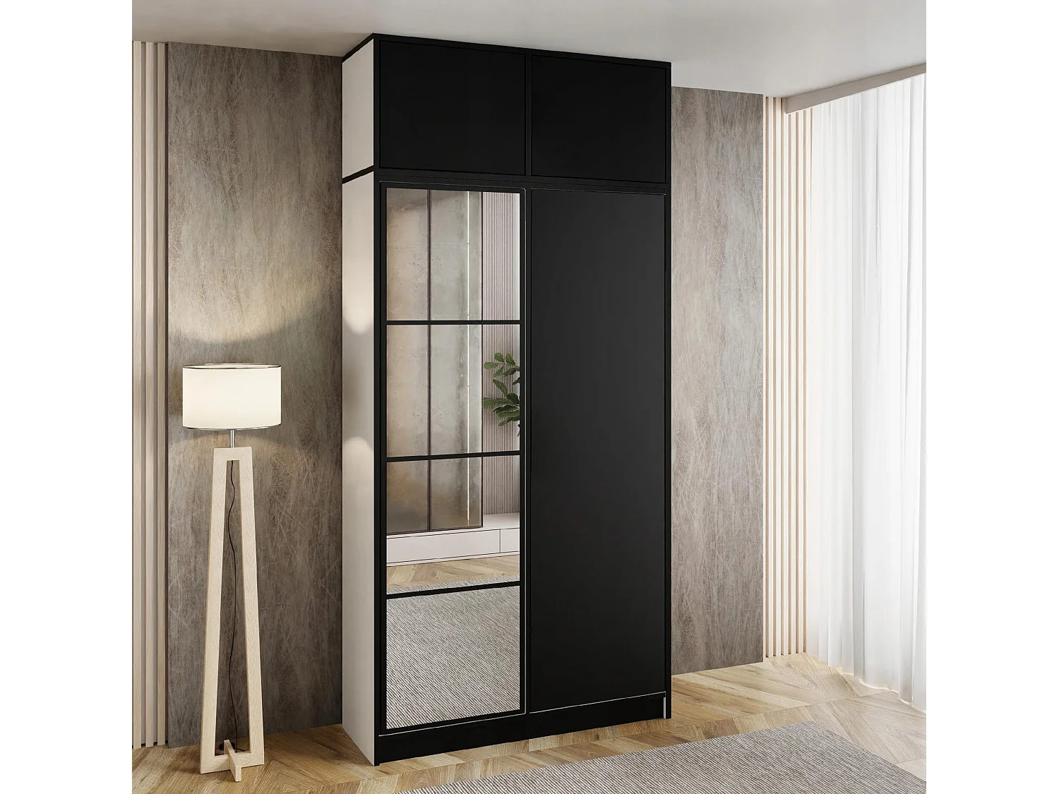 Garderoba z nadstawką EDEN 2D Biały + Czarny Wzór 4 4881116