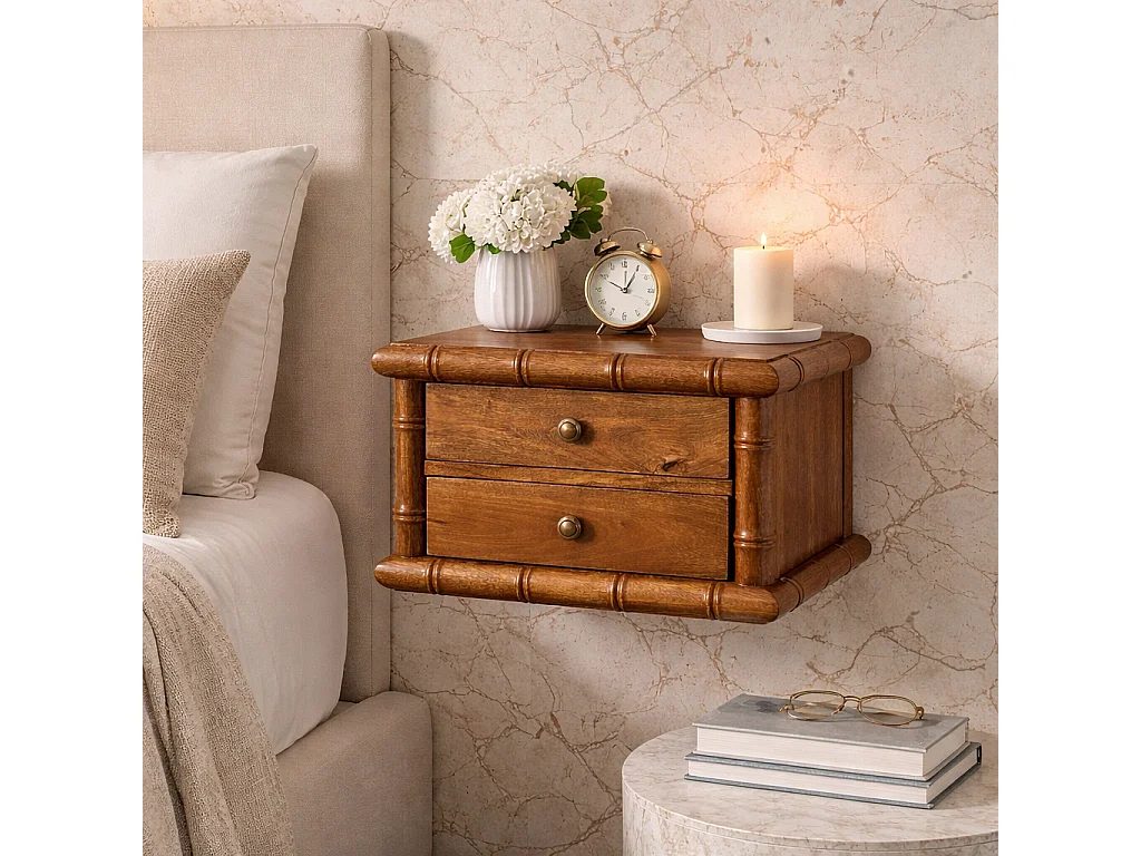 Artisan Furniture Szafka nocna Chunky z litego drewna mango, 2 szuflady, brązowa 4888046 - obrazek 1