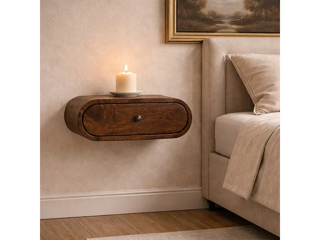 Artisan Furniture Zaokrąglony stolik nocny do montażu na ścianie, kolor klasyczny szary 4889995 - obrazek 1
