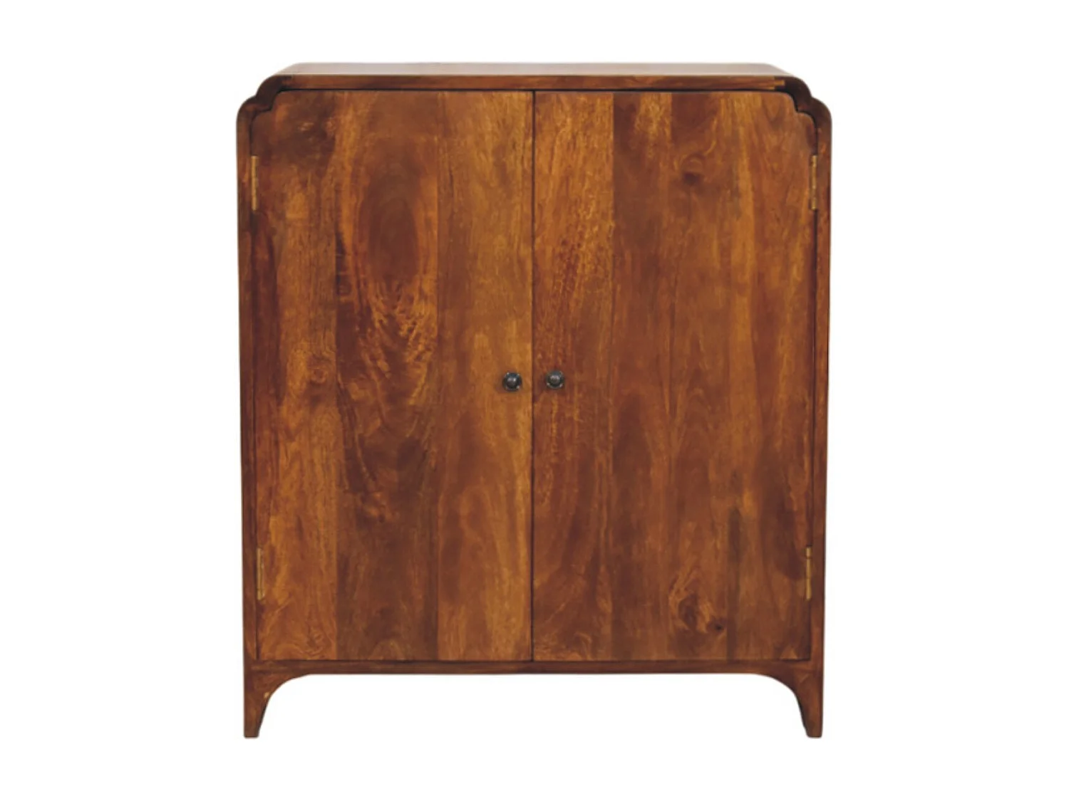 Artisan Furniture Szafka Newton z litego drewna kasztanowego, 2 drzwi i 2 półki, ciemnobrązowa 4890052