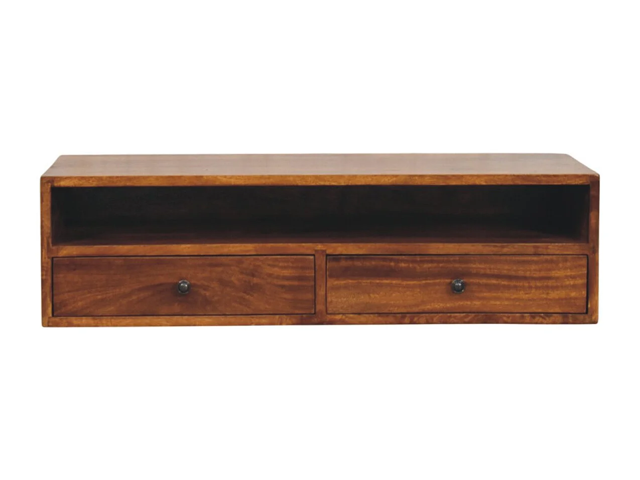 Artisan Furniture Lunar Ścienne meble multimedialne z 2 szufladami z drewna kasztanowego 4890062 - obrazek 1