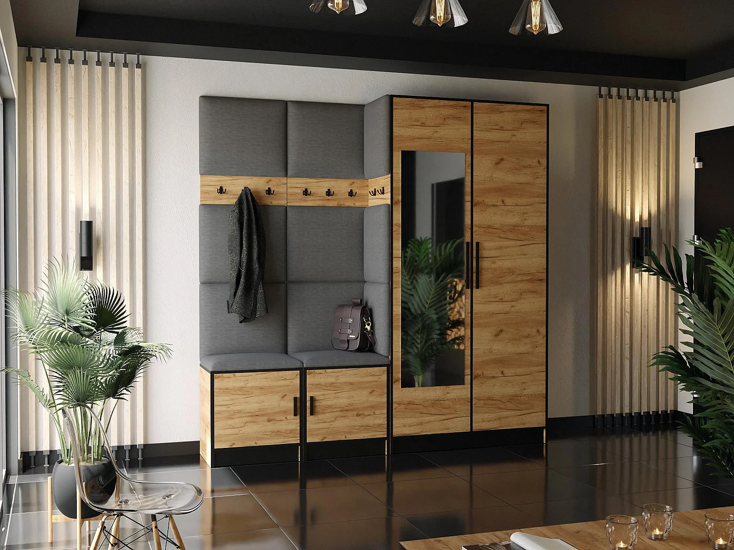 Garderoba ROJ 21 Dąb Craft Złoty + Szary 4896210 - obrazek 1