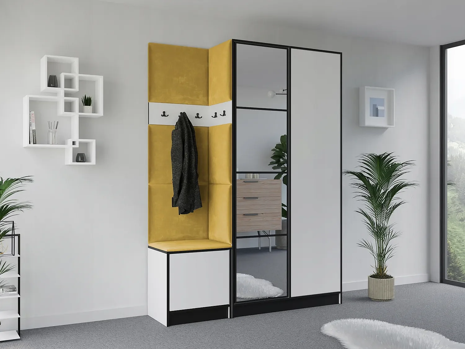 Garderoba EDEN 13 Biały + Żółty 4896206