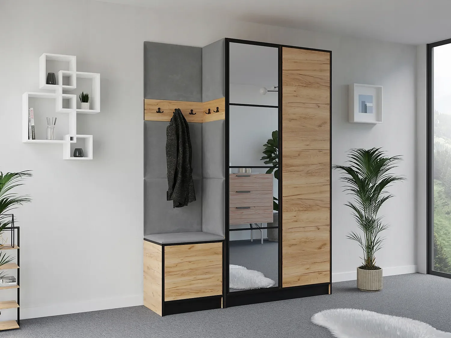 Garderoba EDEN 13 Dąb Craft Złoty + Szary 4896217 - obrazek 1
