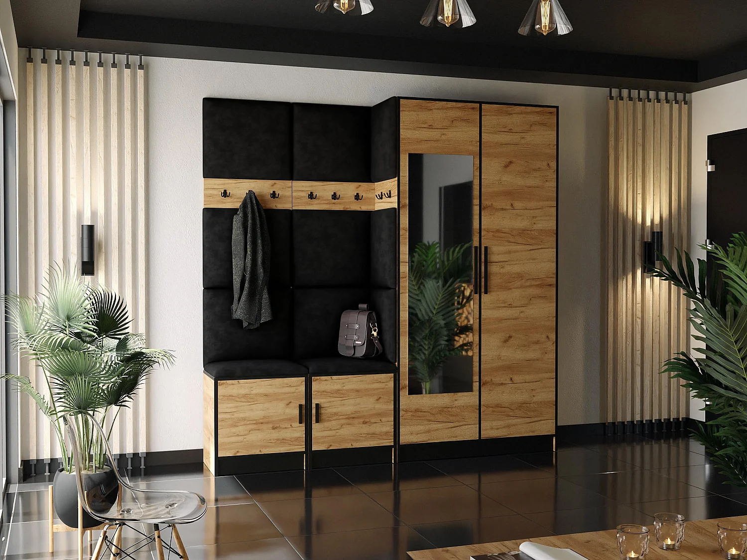 Garderoba ROJ 21 Dąb Craft Złoty + Czarny 4896236 - obrazek 1