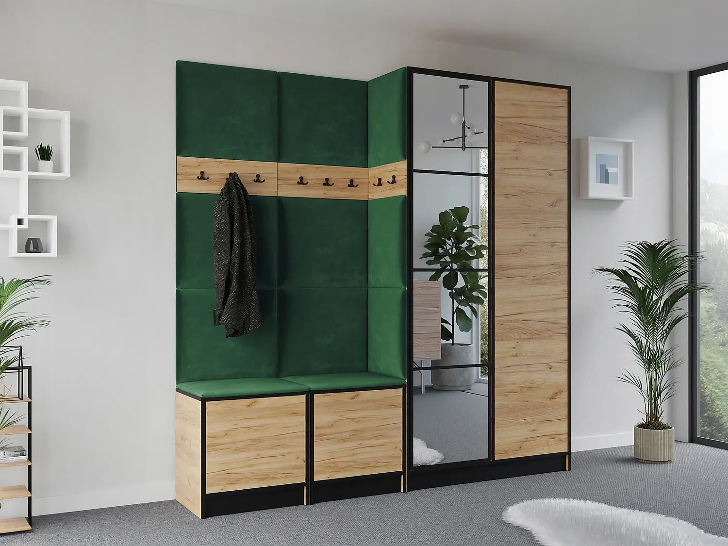 Garderoba EDEN 21 Dąb Craft Złoty + Zielony 4896237 - obrazek 1