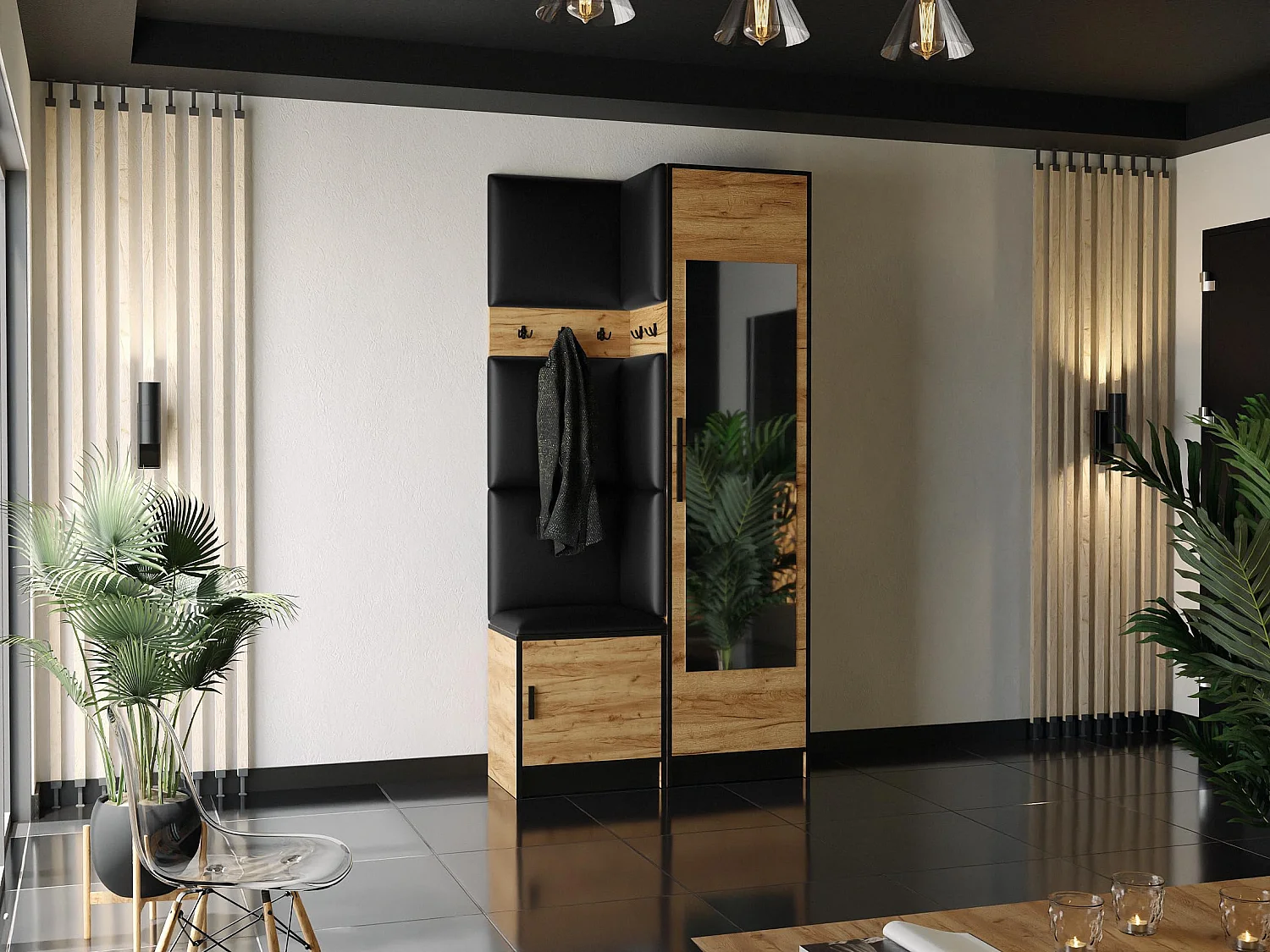 Garderoba ROJ 11 Dąb Craft Złoty + Ekoskóra Czarna 4896244 - obrazek 1