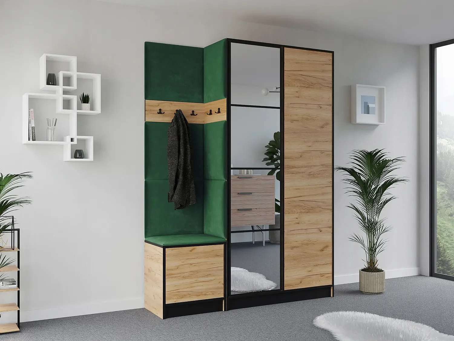 Garderoba EDEN 13 Dąb Craft Złoty + Zielony 4896245 - obrazek 1