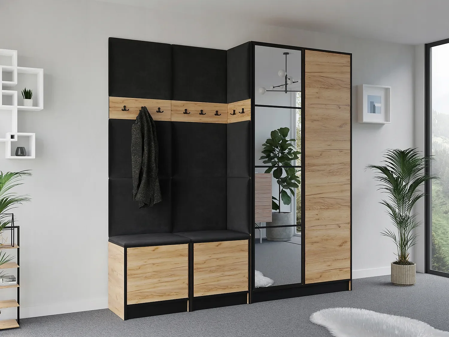 Garderoba EDEN 21 Dąb Craft Złoty + Czarny 4896251 - obrazek 1