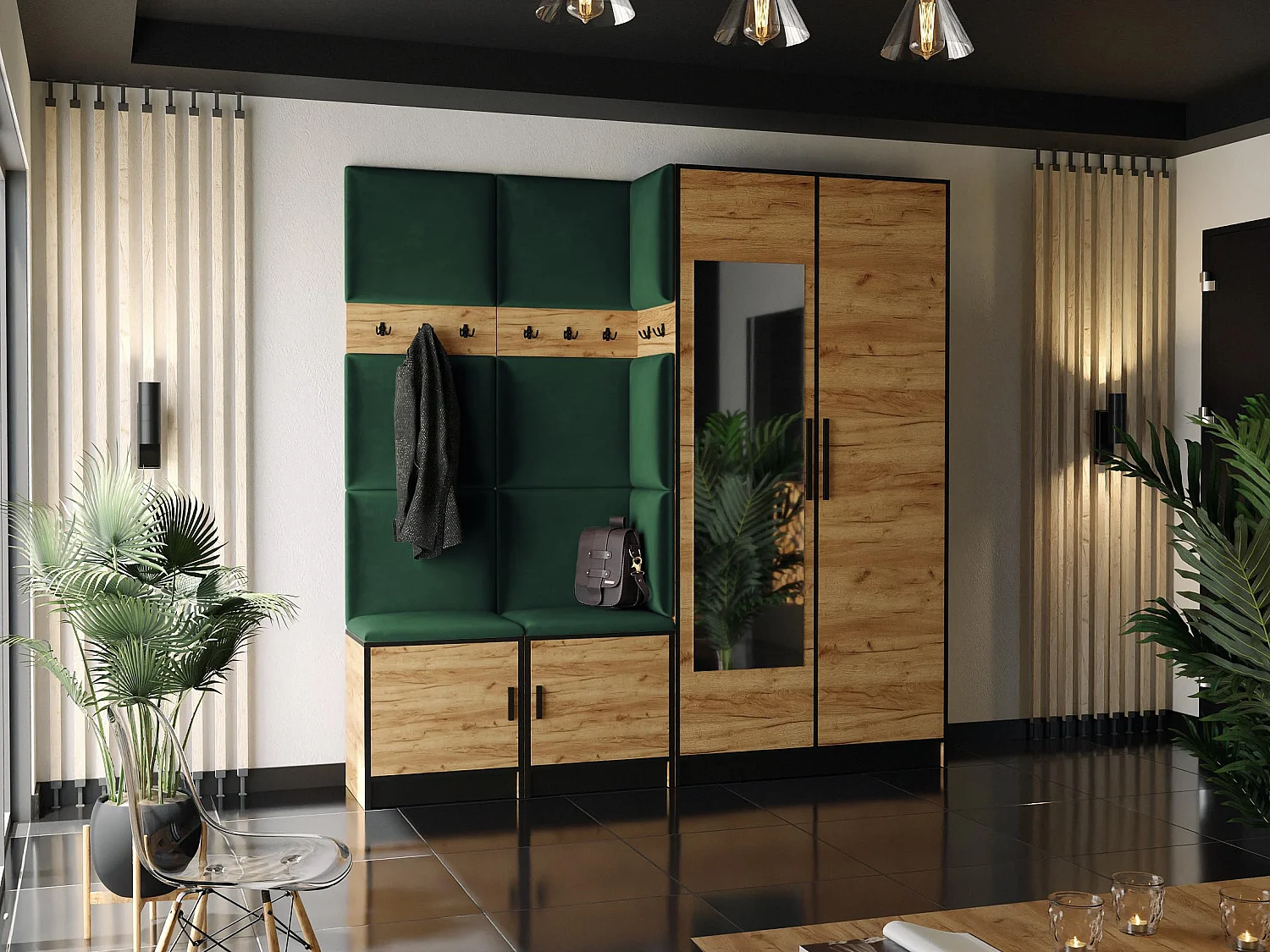 Garderoba ROJ 21 Dąb Craft Złoty + Zielony 4896264 - obrazek 1