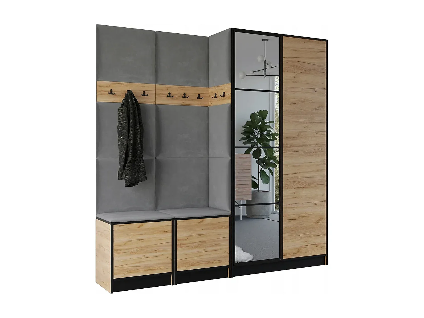 Garderoba EDEN 21 Dąb Craft Złoty + Szary 4896266 - obrazek 1