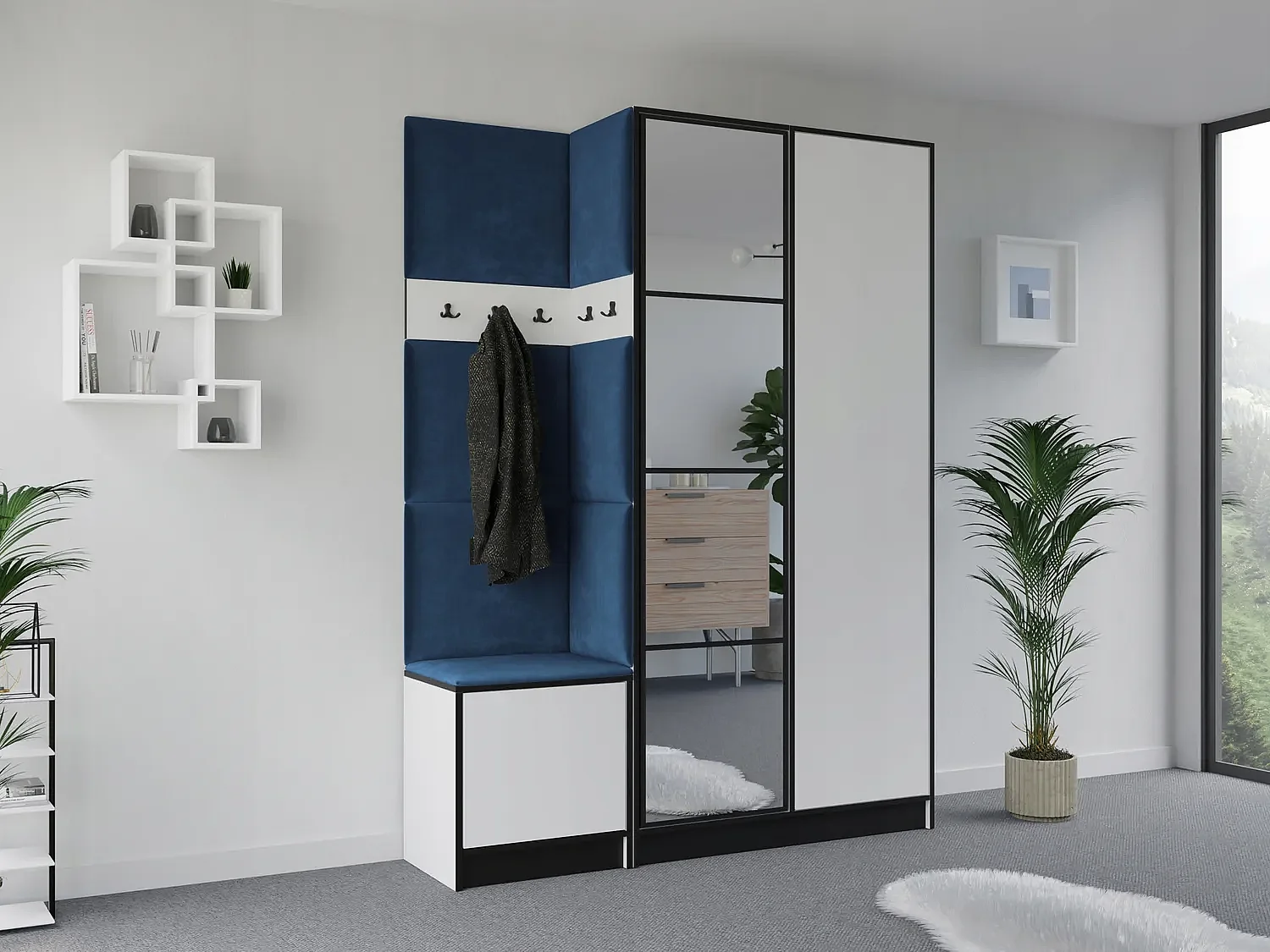 Garderoba EDEN 13 Biały + Niebieski 4896278 - obrazek 1