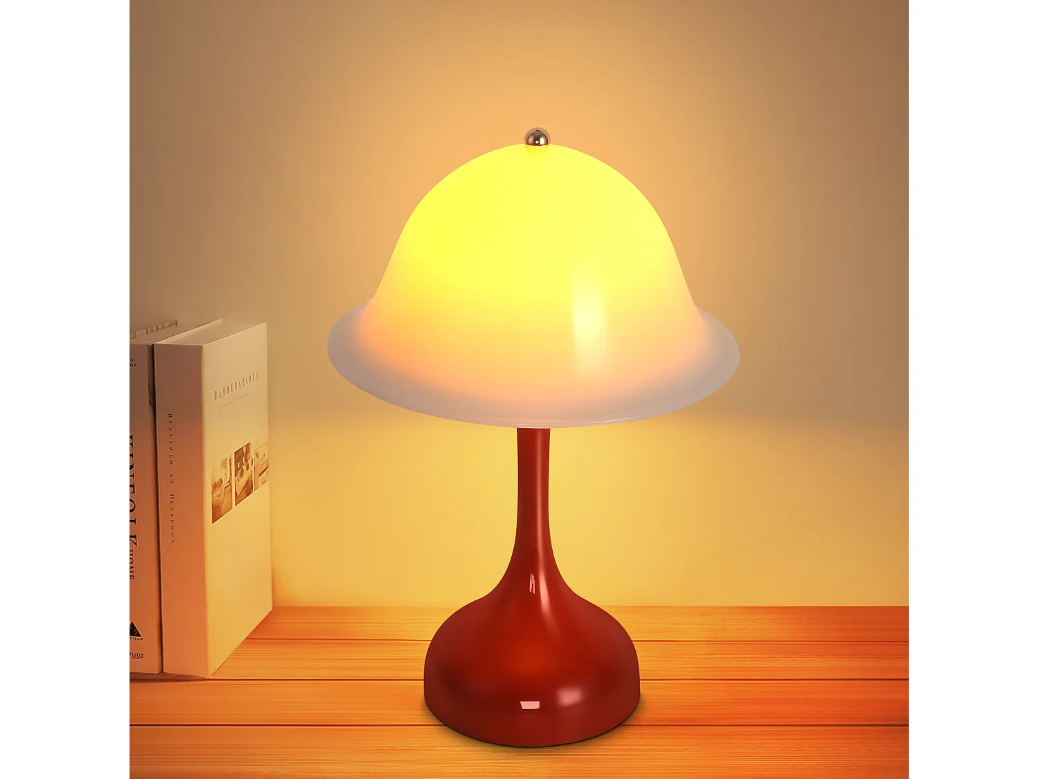 Bezprzewodowa lampa stołowa LED Nettlife – dotykowa lampka nocna, kształt czerwonego kapelusza, ładowana przez USB, lampka nocna do salonu lub sypialni 4860961 - obrazek 1