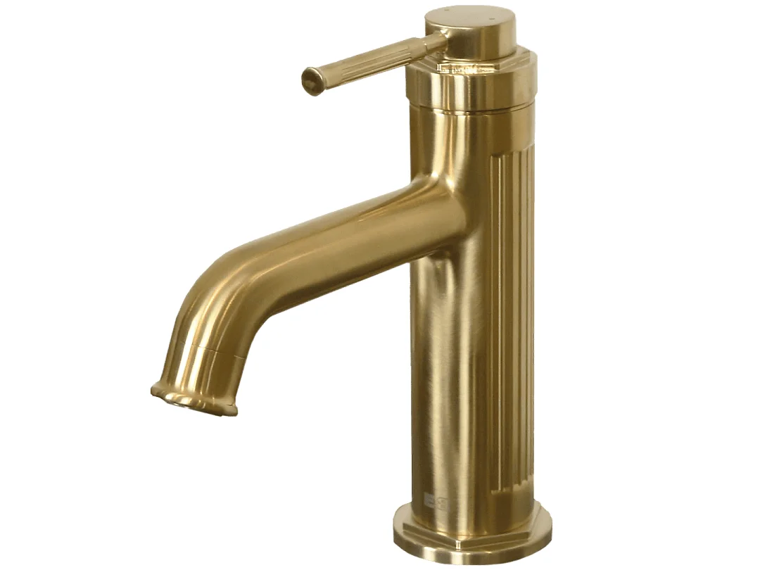 Art Deco Bateria umywalkowa retro niska szczotkowane złoto – Essebagno 3896043