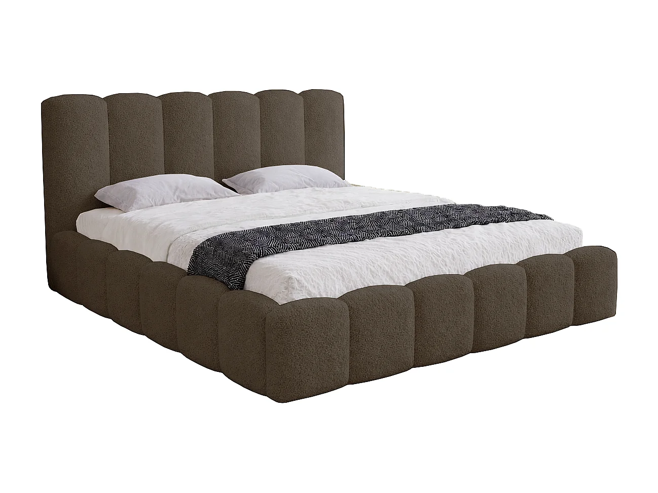 Łóżko dwuosobowe 180x200 Florent - łóżko z pojemnikiem i stelażem metalowym - boucle, brązowy (Lambi 4) 4901696 - obrazek 1