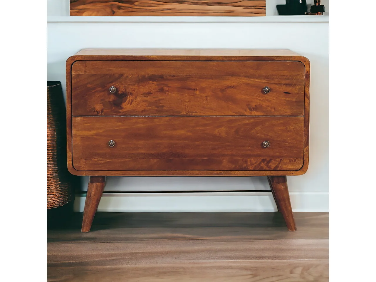 Artisan Furniture Komoda z litego drewna, 2 szuflady, ciemny brąz 4421662