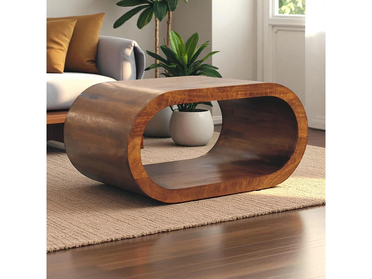Artisan Furniture Solidny drewniany stolik Amaya, otwarta szczelina, ciemny brąz 4421663