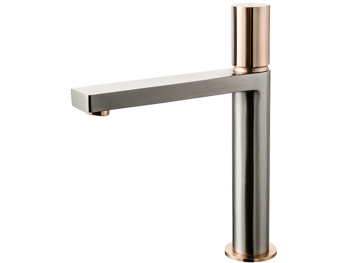 Exil wysoka bateria umywalkowa wykończenie inox i różowe złoto - Essebagno 4908090 - obrazek 1
