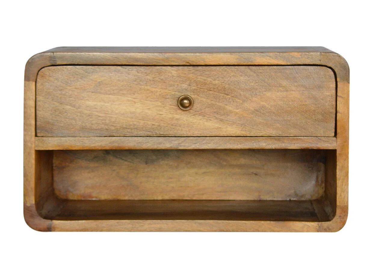 Szafka nocna Curve Artisan Furniture, otwarta półka, 1 szuflada, jasnobrązowa 3479980 - obrazek 1