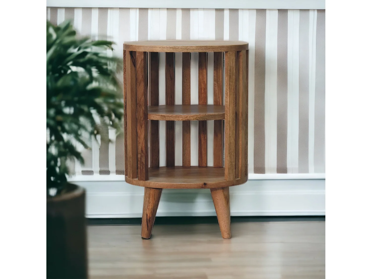 Szafka nocna Ariella Artisan Furniture wykończona dębem, 2 półki, jasnobrązowa 3479972 - obrazek 1