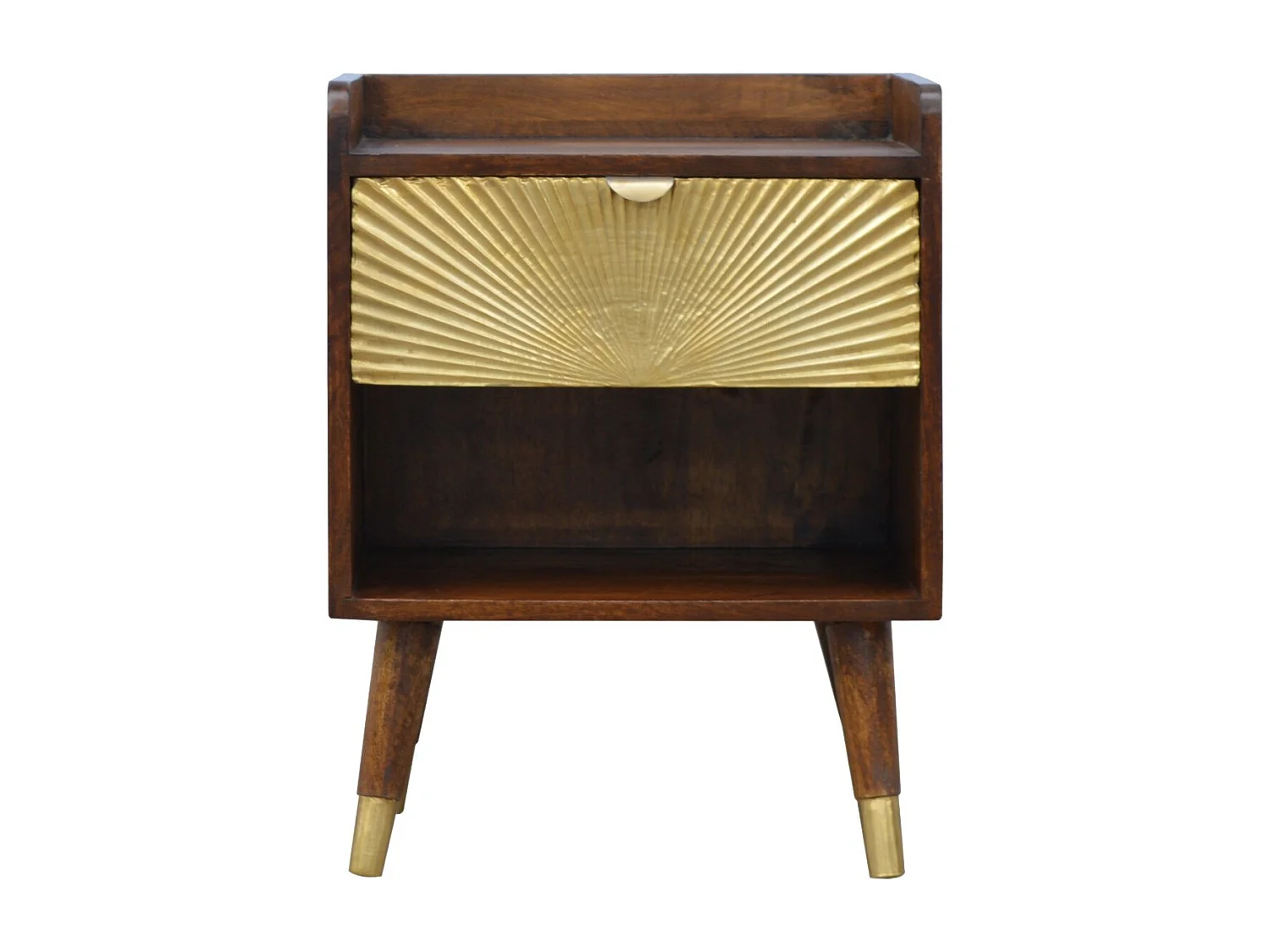 Szafka nocna Manila Gold Artisan Furniture, 1 szuflada, 1 otwarta półka, złota i brązowa 3480005