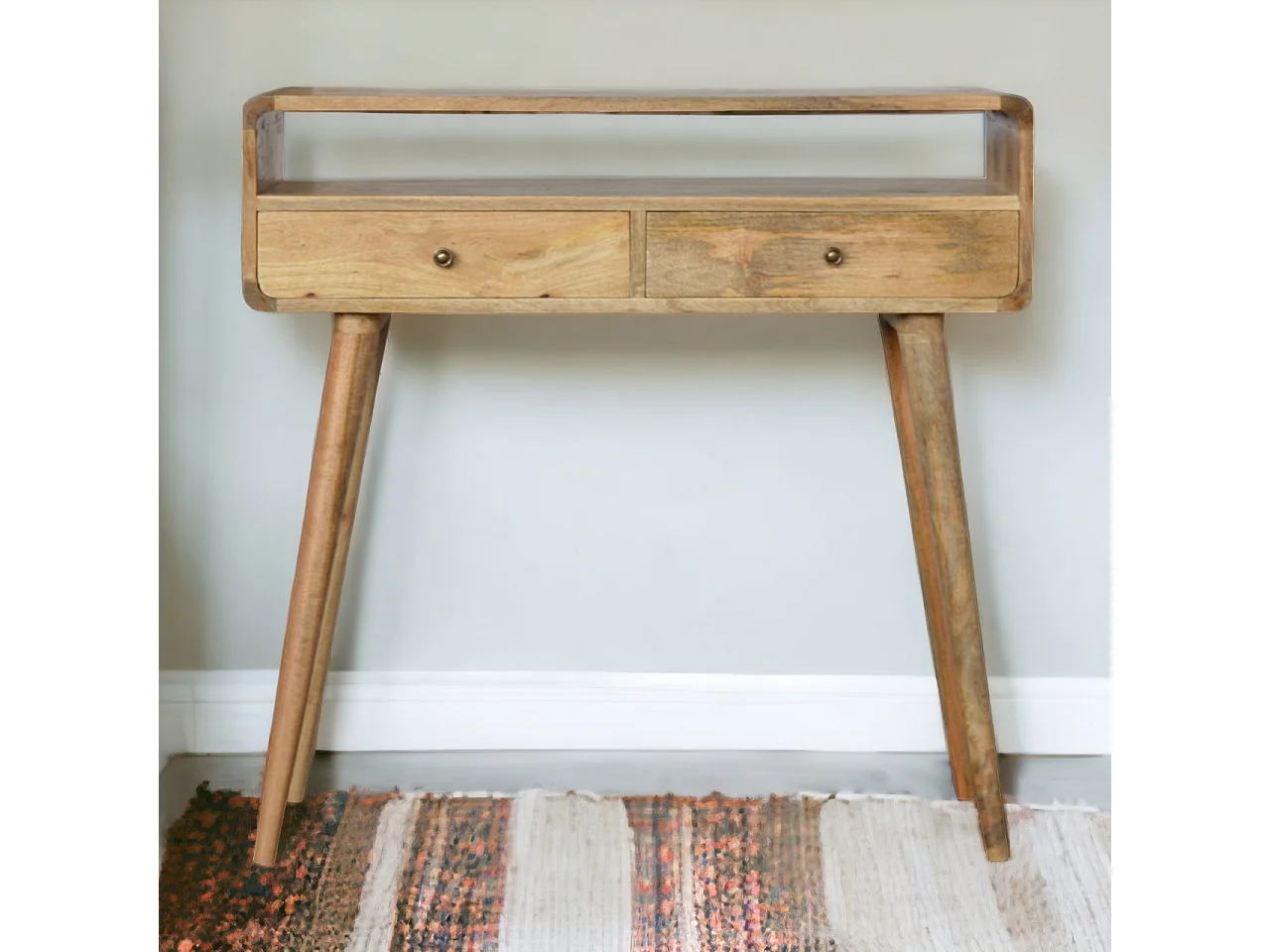 Konsola w stylu dębowym Artisan Furniture, 2 szuflady, 1 otwarta półka, jasnobrązowa 3480150 - obrazek 1