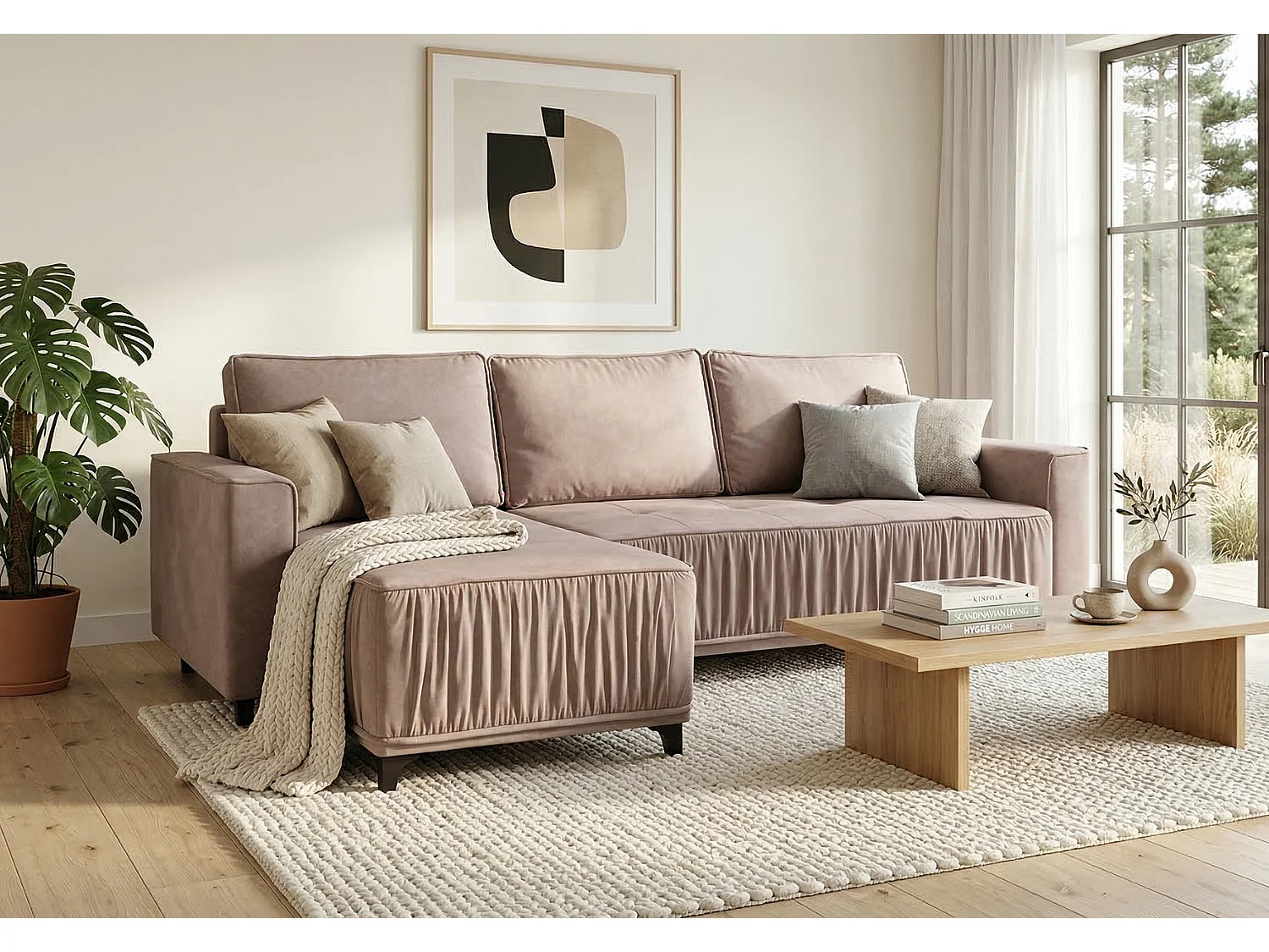 Elegancki narożnik lewostronny rozkładany VIKI 238x143cm, w tkaninie MONOLITH 62 fioletowy 4916188 - obrazek 1