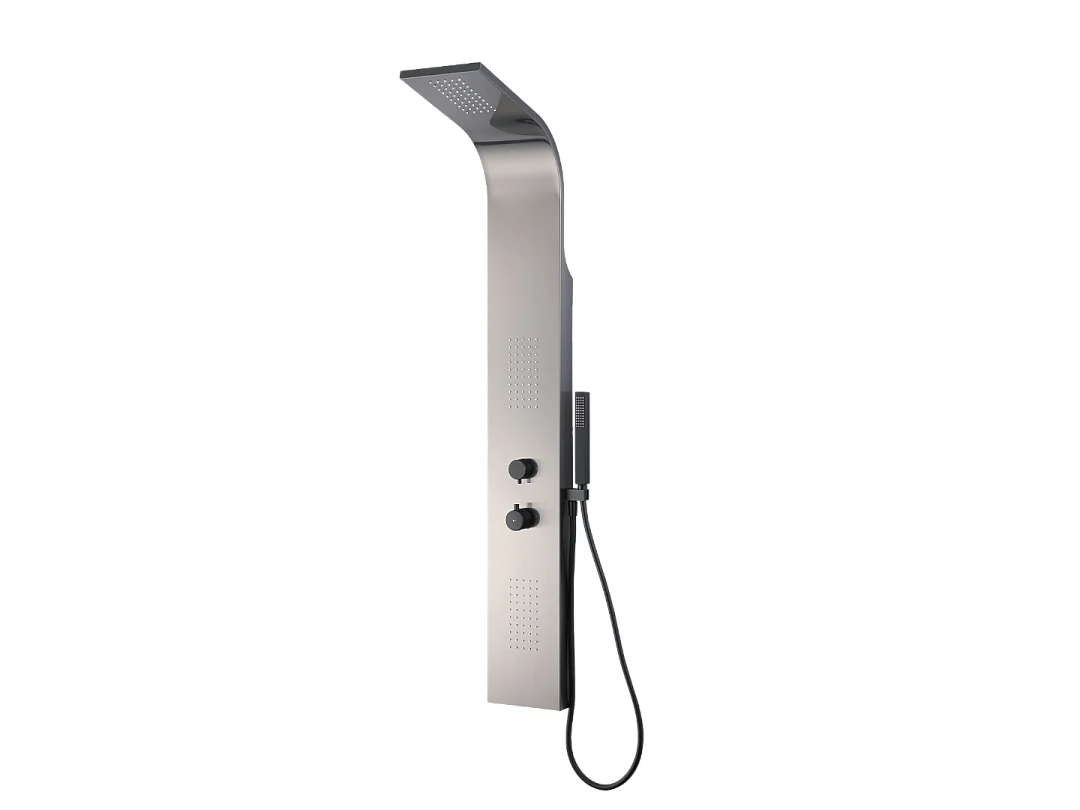 Esseflat panel prysznicowy z hydromasażem i termostatem metaliczny szary - Essebagno 4917116 - obrazek 1
