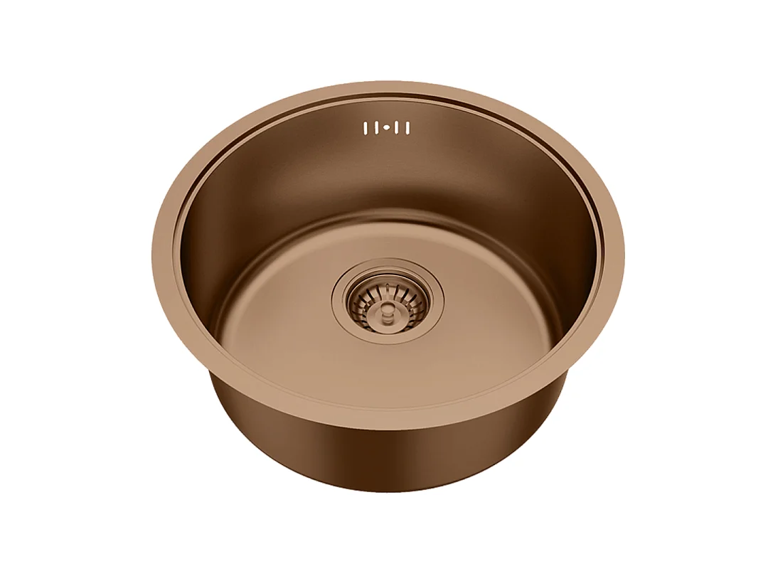 Essenox zlewozmywak 1 komora okrągła ze stali nierdzewnej 42.5cm szczotkowane miedź - Essebagno 4917118 - obrazek 1