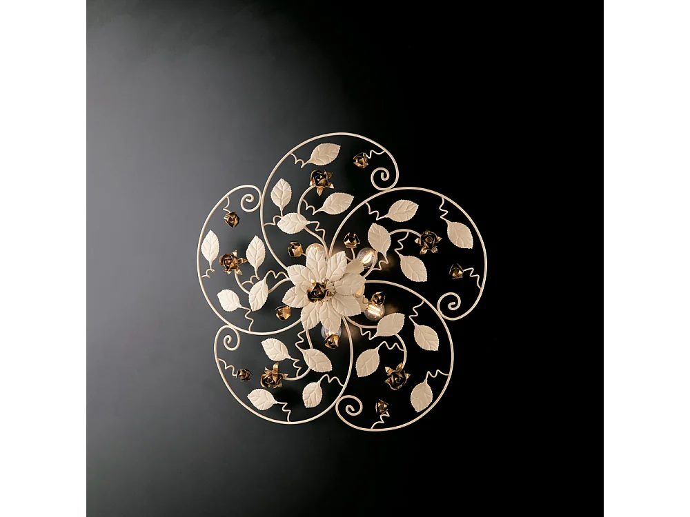 Piękna lampa sufitowa z żelaza lakierowanego na kolor kości słoniowej z 5 światłami, wys. 22 cm, Ø65 cm, BL196-PL5-AV 3717168