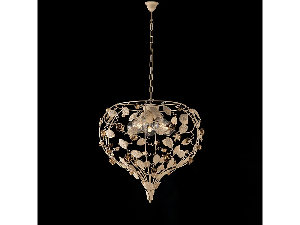 Piękny, lakierowany na kolor kości słoniowej, żelazny żyrandol z 5 lampami, 125 cm x 68 cm, BL196-5-AV 3717225 - obrazek 1