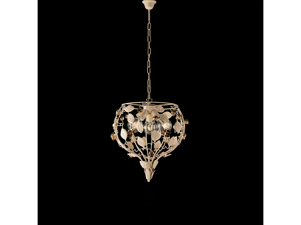 Piękny, lakierowany na kolor kości słoniowej, żelazny żyrandol z 3 lampami, 113 x 49 cm, BL196-3-AV 3717267 - obrazek 1