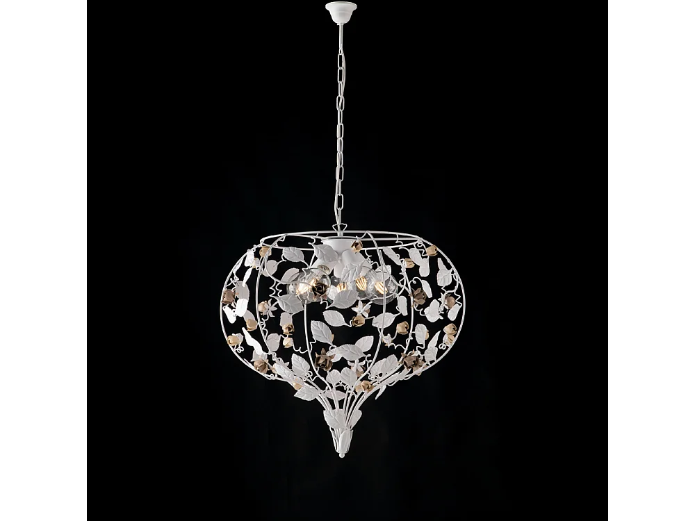 Piękny, biały, lakierowany, żelazny żyrandol w stylu shabby chic, 5 świateł, 125 Ø68 BL196-5-BCO 3717268