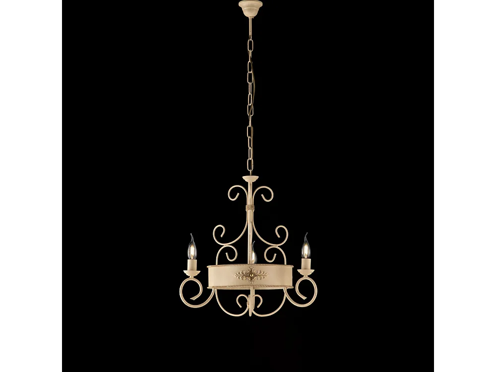 Żyrandol Baltimora z trzema światłami, lakierowany na kolor kości słoniowej, wykończenie decape, 113 x 54 cm BL183-3-AV 3717333 - obrazek 1