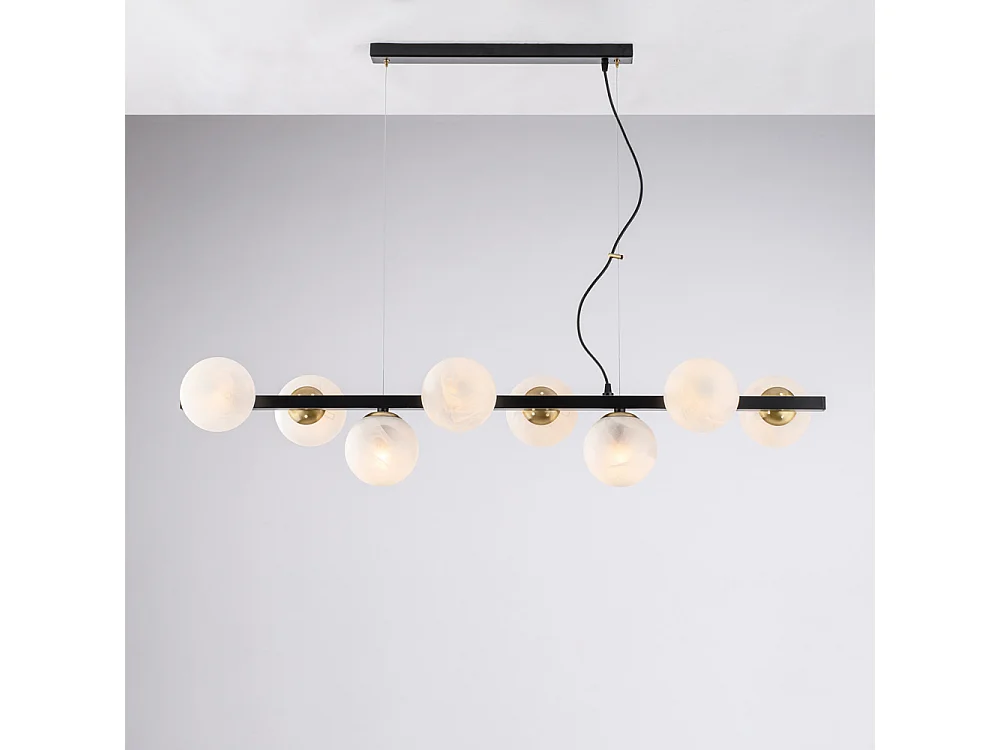 Lampa wisząca Adrian z czarnego lakierowanego i brązowionego żelaza, 8 lamp, dł. 121 x 30, BL278-8-NR 3717342 - obrazek 1
