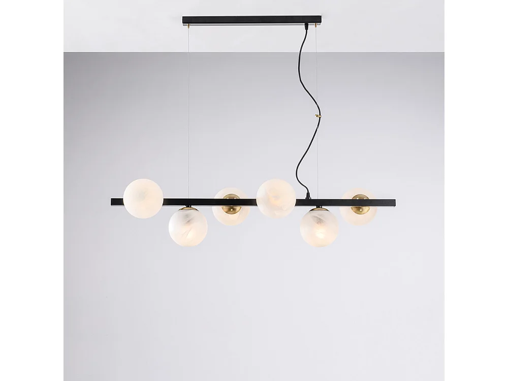 Lampa wisząca Adrian z czarnego lakierowanego i brązowionego żelaza, 6 lamp, dł. 101 x 30, BL278-6-NR 3717348 - obrazek 1