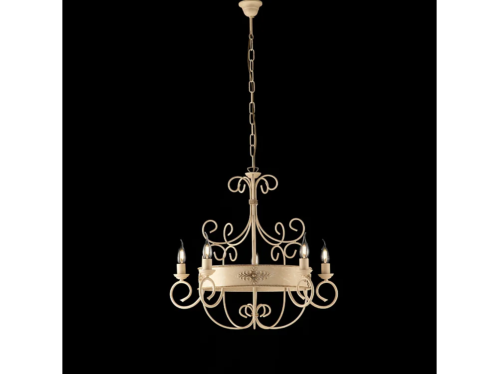 Żyrandol Baltimora z 5 lampami, lakierowany na kolor kości słoniowej, żelazny, 120 x 60 cm, BL183-5-AV 3717389 - obrazek 1