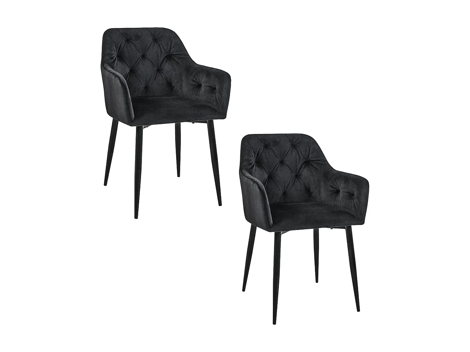 2x Krzesło tapicerowane pikowane welur SJ.030 Czarne 1950749