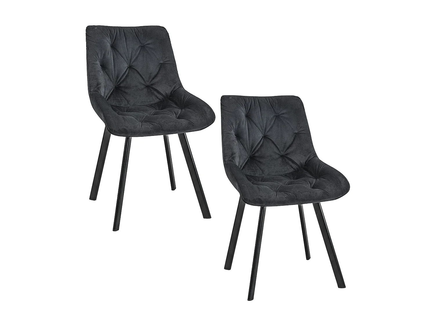 2x Krzesło tapicerowane pikowane welur SJ.33 Czarne 1950577