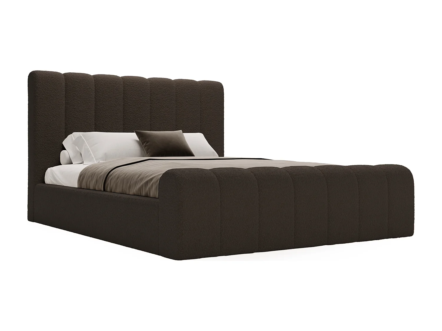 Łóżko sypialniane 180x200 Valetta z pojemnikiem, tkanina bouclé, nowoczesny design - czarne 3599864 - obrazek 1