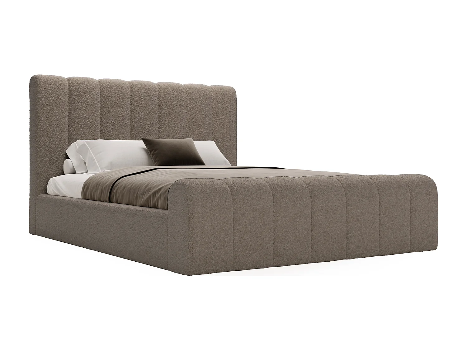 Łóżko sypialniane 180x200 Valetta z pojemnikiem, tkanina bouclé, nowoczesny design - ciemnoszare 3599973 - obrazek 1