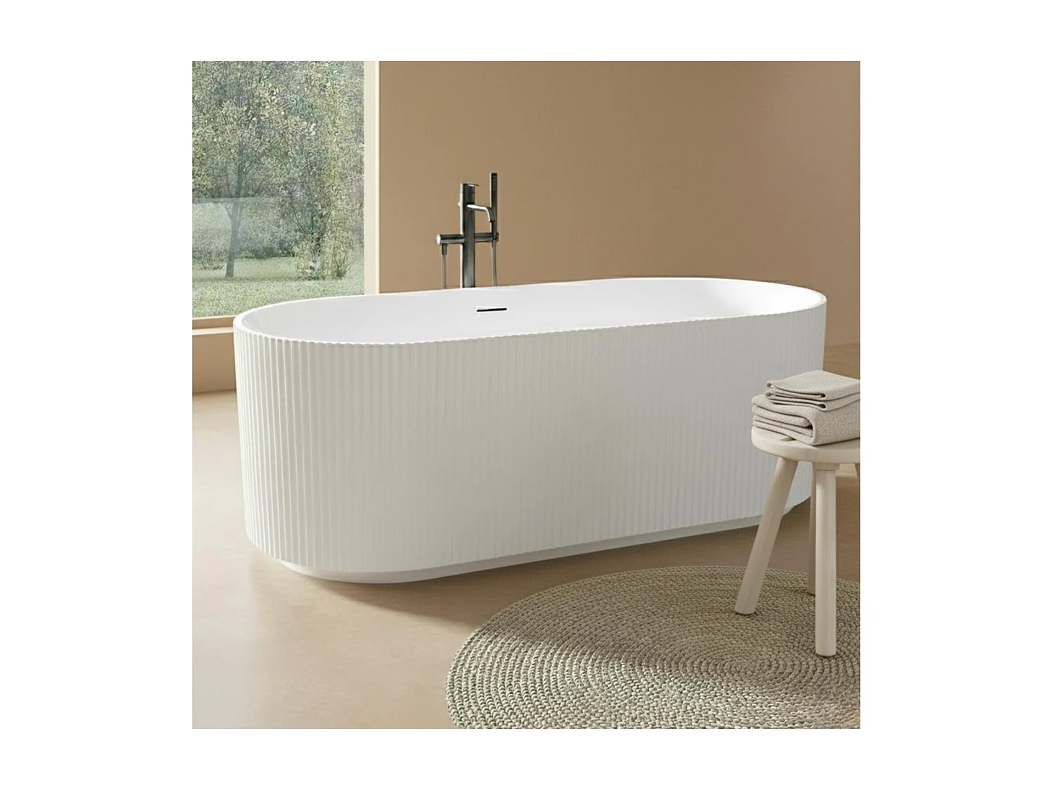 Banheira autônoma nervurada em acrílico branco STRIA 170 cm 4731590