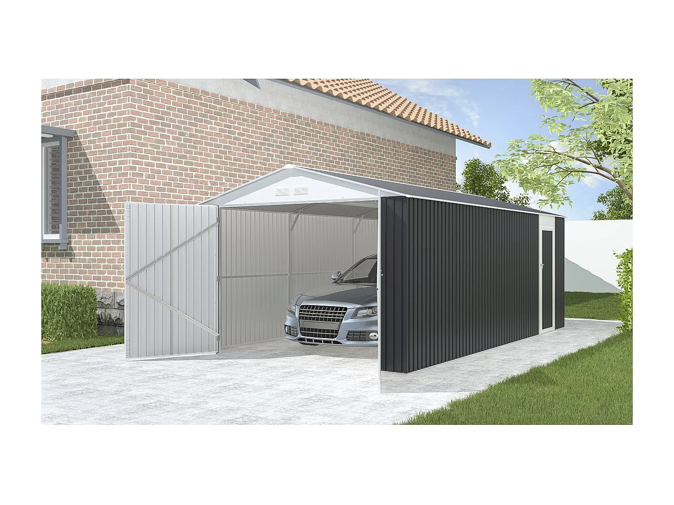 Garaz metalowy "Houston" 18,56m² - Antracyt 1534011 - obrazek 1