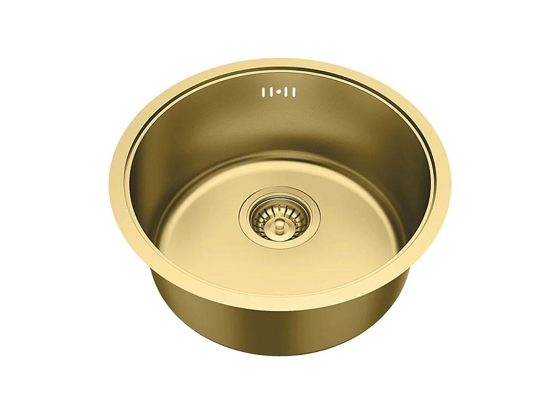 Essenox zlewozmywak 1 komora okrągła ze stali nierdzewnej 42.5cm szczotkowane złoto – Essebagno 4917119