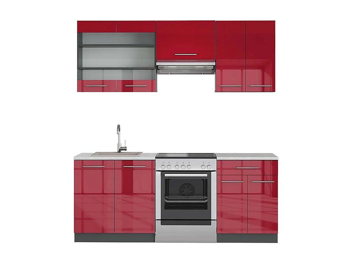 Aneks kuchenny bordowy wysoki połysk/antracyt 200x60x81.6 fame-line 4779370