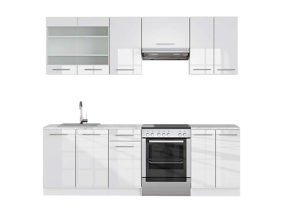 Aneks kuchenny biały wysoki połysk/biały 240x60x81.6 fame-line 4779274 - obrazek 1