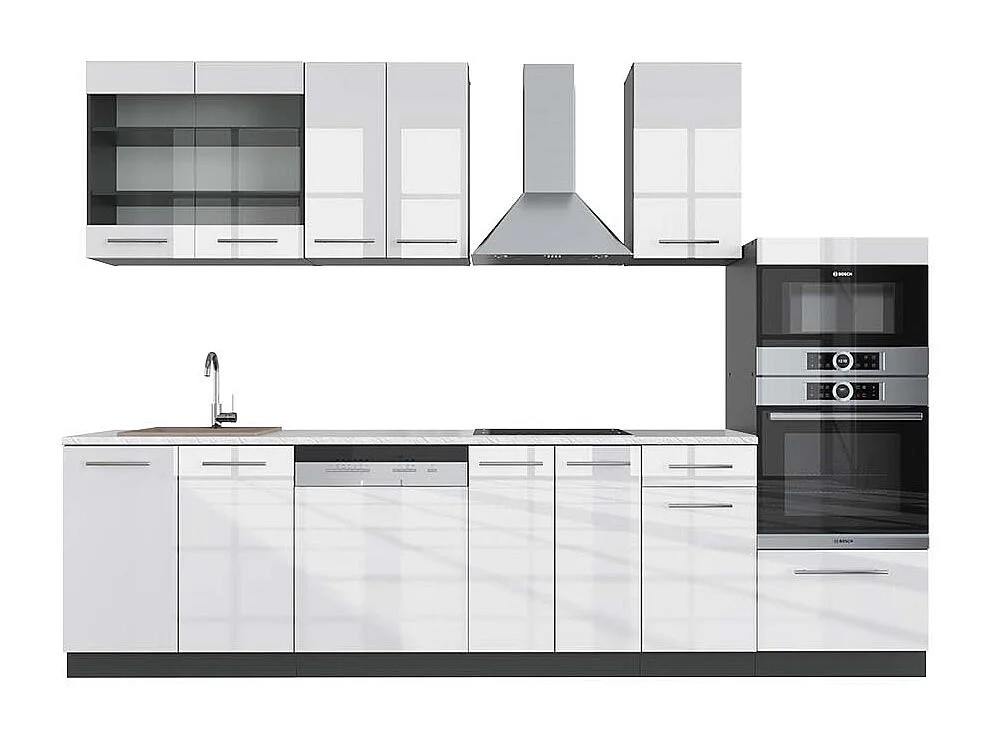 Aneks kuchenny biały wysoki połysk/antracyt 300x60x81.6 fame-line 4780242 - obrazek 1